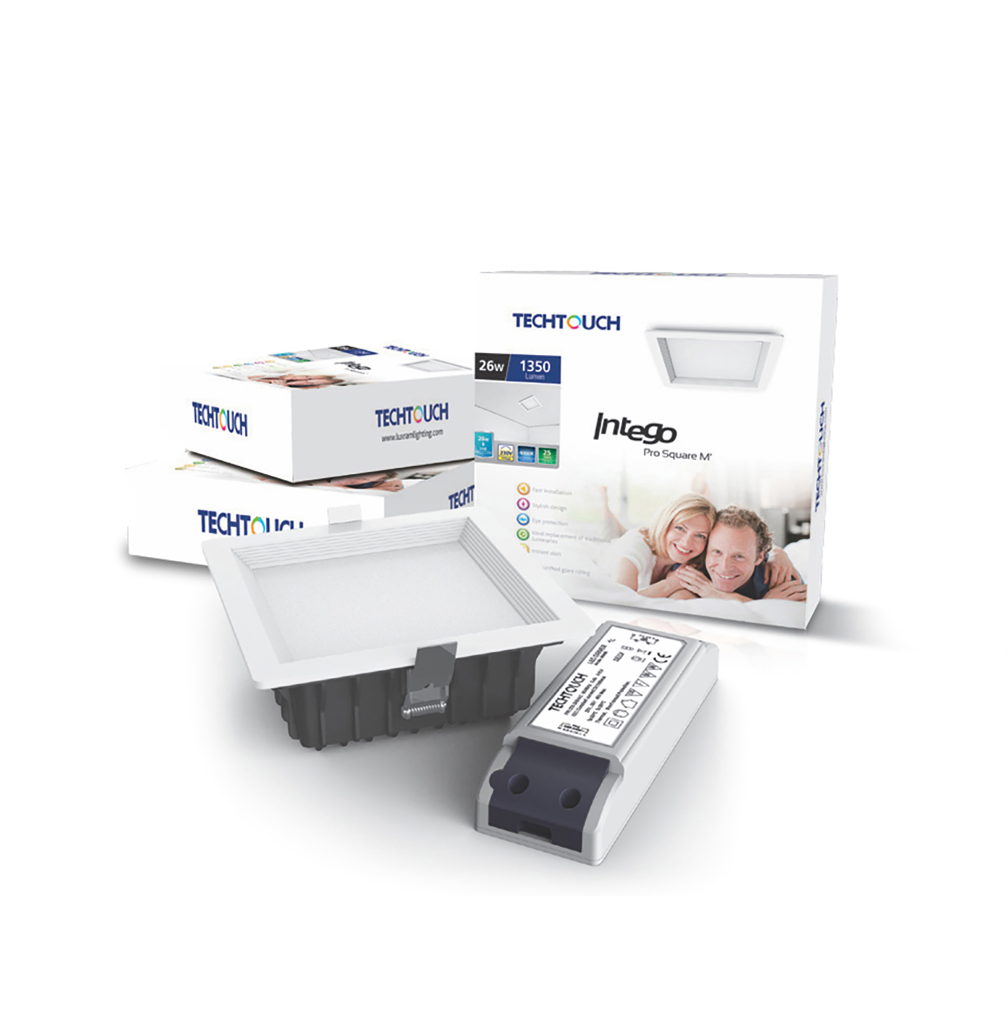 205321  Intego Pro Square Medium 26W 2700K IP42 Cut-Out 155x155mm